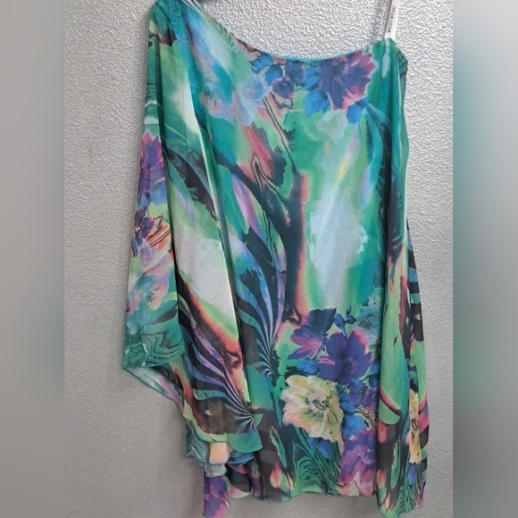 Bisou Bisou One Shoulder Chiffon Mini Dress   Size 10 - Picture 8 of 10